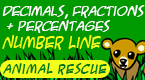 precentages, decimals and fractions animal rescue fractions number line