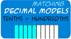 Decimal models - tenths and hundreths - matching game